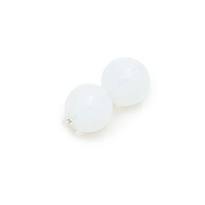 10mm Round Glass Beads, Milky White (Qty: 15)